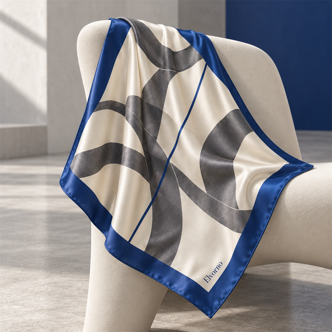 Elvorno Graphite Arc Square Scarf - secondary product view